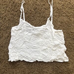 Maje Crinkled White Camisole Top